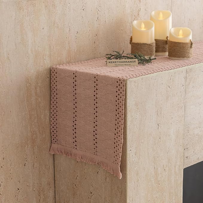Keketoarrange Boho Macrame Table Runner 12x60 Inch | Woven Burlap Rustic Runner - Image 7