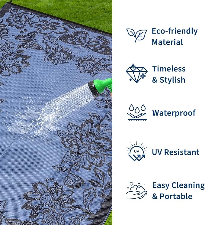 Garvee Outdoor Rugs 9' x 12’ Waterproof Reversible Mats, Large Area Plastic - Image 2