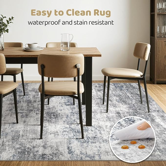 10x14 Area Rugs Living Room: Washable Large Abstract Neutral Modern Soft Rugs - Image 6