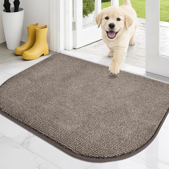 PURRUGS Dirt Trapping Door Mat Half Round 24" x 35.5", Non-Slip Machine by PURRUGS