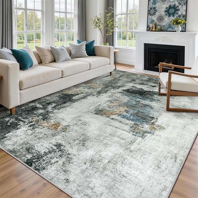 8x10 Area Rugs for Living Room Rug Washable: Abstract Large Rug for Dining Room - Image 9