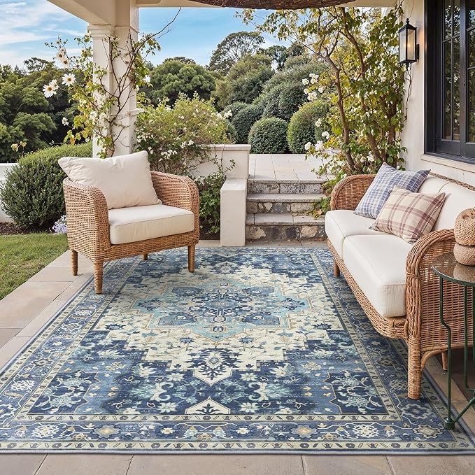 GENIMO Outdoor & Indoor Area Rug 6'x9', Waterproof, Non-Shedding, Easy Cleaning by GENIMO