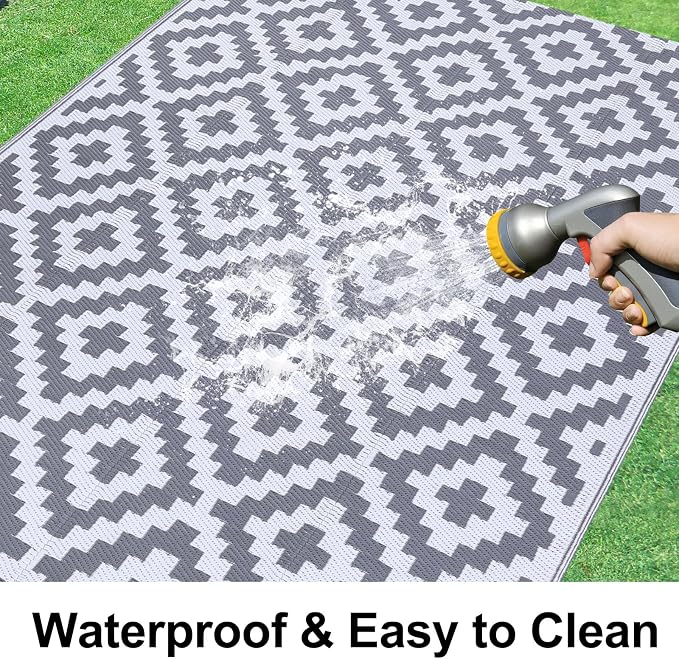 Smiry Waterproof Outdoor Rug 6x9 ft, Reversible Plastic Straw Patio Camping Rugs - Image 2