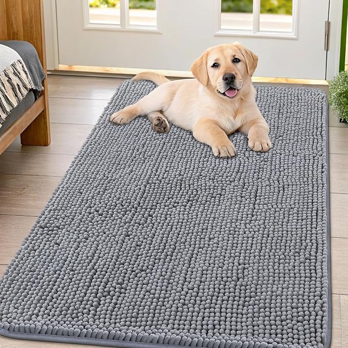 Smiry Dog Door Mat for Muddy Paws 54x32, Absorbent Dirt Trapper, Non-Slip by Smiry