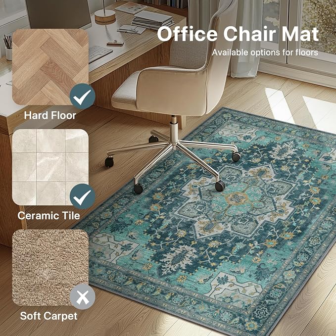 48"x60" Office Chair Mat for Hardwood Tile Floor, Under Desk Carpet Protector - Image 2