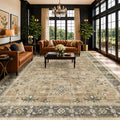 Vintage Taupe Sage 10x12 Rug for Living Room by HazoHaus