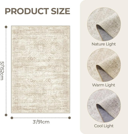 3x5 Washable Area Rug for Entryway, Soft Kitchen Rugs Non Slip for Dining Room - Image 2