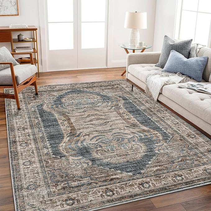 CHAMPLANT Washable Area Rug 4'x6' Vintage Traditional Floor Cover Foldable Thin by CHAMPLANT