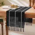 Braided Farmhouse Table Runner, Braided Black 13x90 Inch, Cotton Linen Table by Unknown