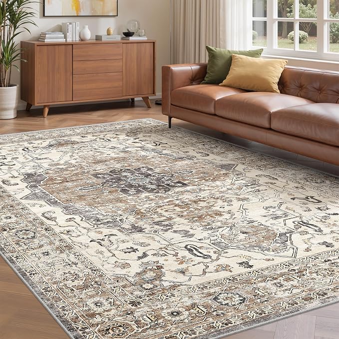 befbee 5x7 Area Rugs for Living Room, Stain Resistant Neutral Washable Rugs for by Befbee