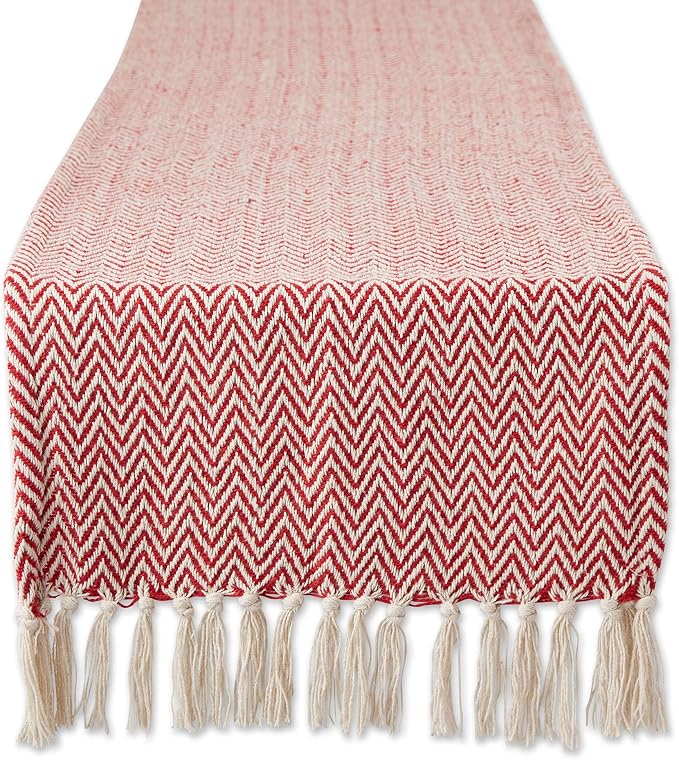 DII Woven Basic Tabletop Collection Chevron Table Runner, Tango Red by DII