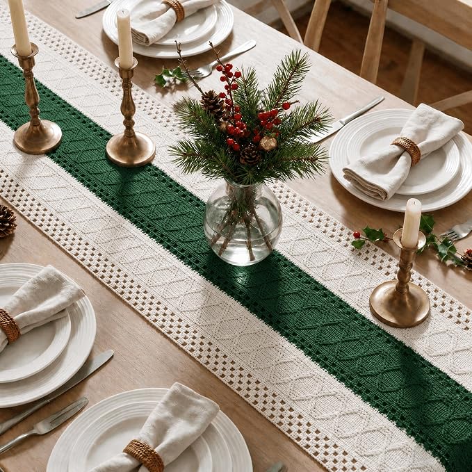 Artoid Mode Dark Green Farmhouse Rustic Table Runner 12x60 Inch | Seasonal - Image 3