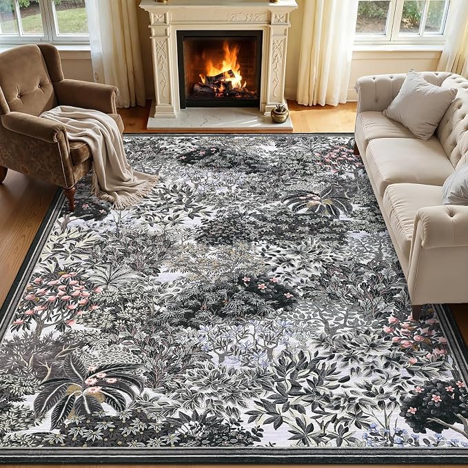 GarveeHome Forest Rugs 6x9, Botanical Low Pile Non Slip Stain Resistance - Image 8