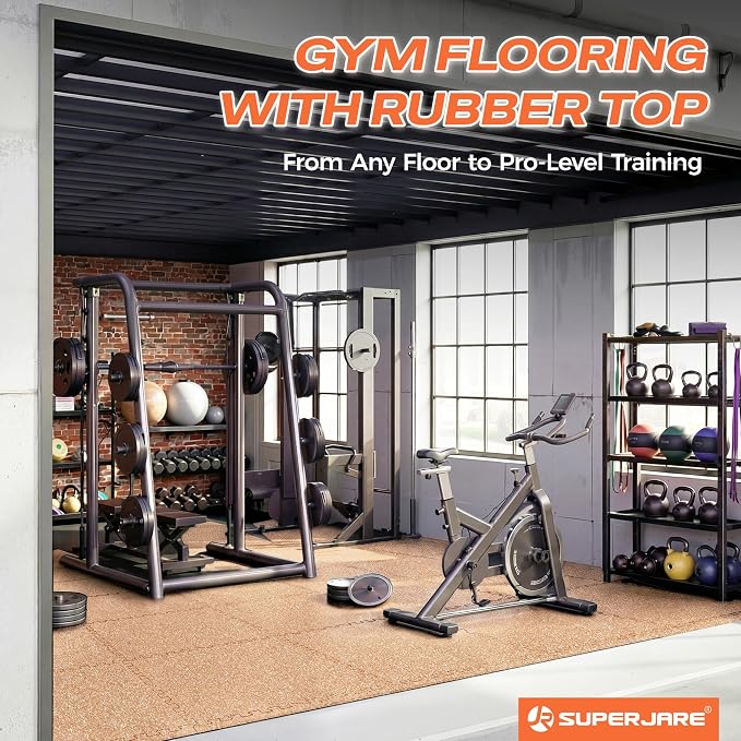 SUPERJARE 0.56'' Thick 12 Pcs 48 Sq Ft Rubber Top Exercise Equipment Mats - Image 8