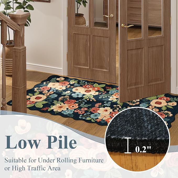 DUKINO 6x9 Area Rug, Floral Washable Rugs - Image 9