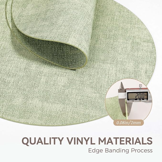13" Round Placemats Set of 12, Reversible Faux Leather Heat Resistant Table Mats - Image 5