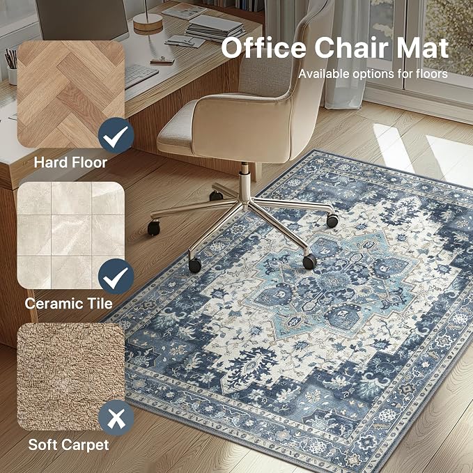 48"x60" Office Chair Mat for Hardwood Tile Floor, Under Desk Carpet Protector - Image 3