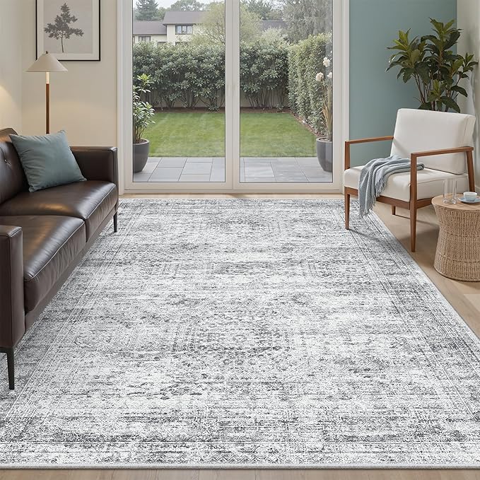Soalmost 6x9 Area Rug for Living Room Washable 6x9 Gray Rug Non-Slip Modern by Soalmost