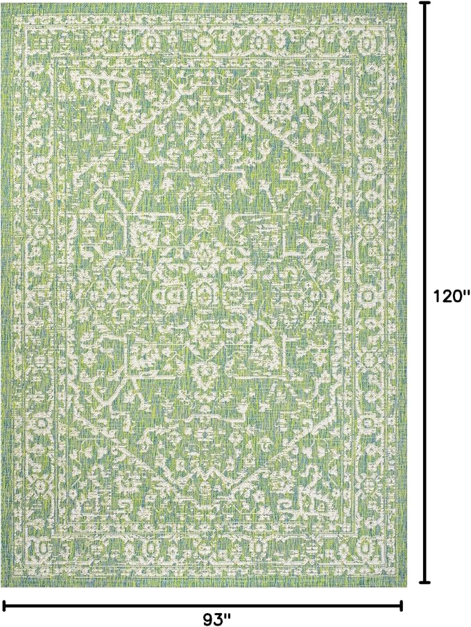 JONATHAN Y Boho Medallion Indoor Outdoor Area Rug 8X10 Cream/Green, Malta - Image 2