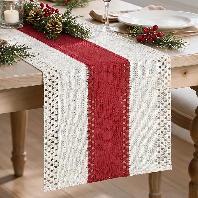 Artoid Mode Rose Red Farmhouse Rustic Table Runner 12x120 Inch | Seasonal by ArtoidMode