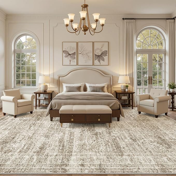 Soalmost 10x14 Area Rugs for Living Room, Non Slip Machine Washable Vintage Rugs - Image 3