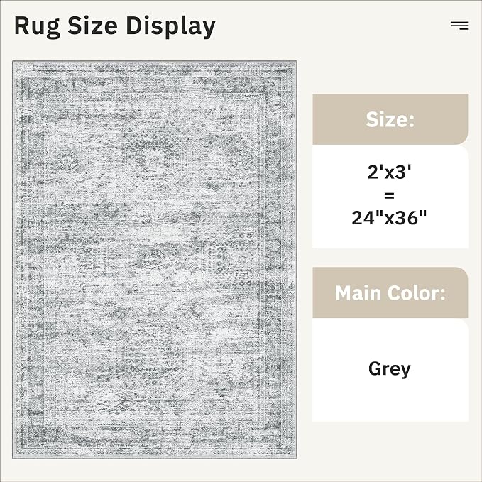 Soalmost 2x3 Washable Rugs for Kitchen, Powder Room Small Area Rug Non-Slip - Image 5