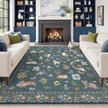 Soalmost Cat 9x12 Area Rugs for Living Room, Machine Washable Animal Floral by Soalmost