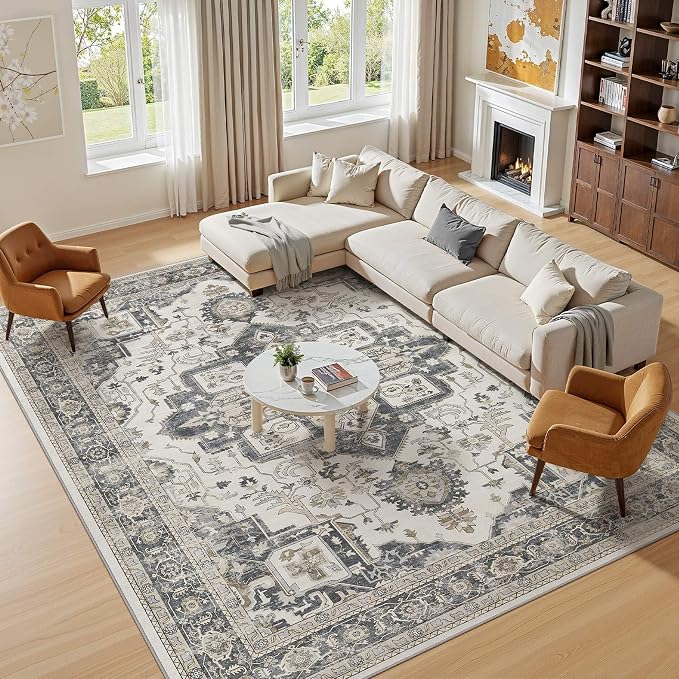 6x9 Washable Area Rugs for Living Room, Large Rug Non Slip Backing Vintage - Image 6