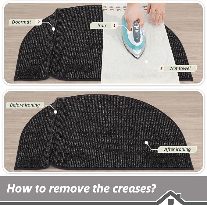 BEQHAUSE Dirt Trapper Door Mat 32" x 48" Half Circle Non-Slip Washable Doormats - Image 9