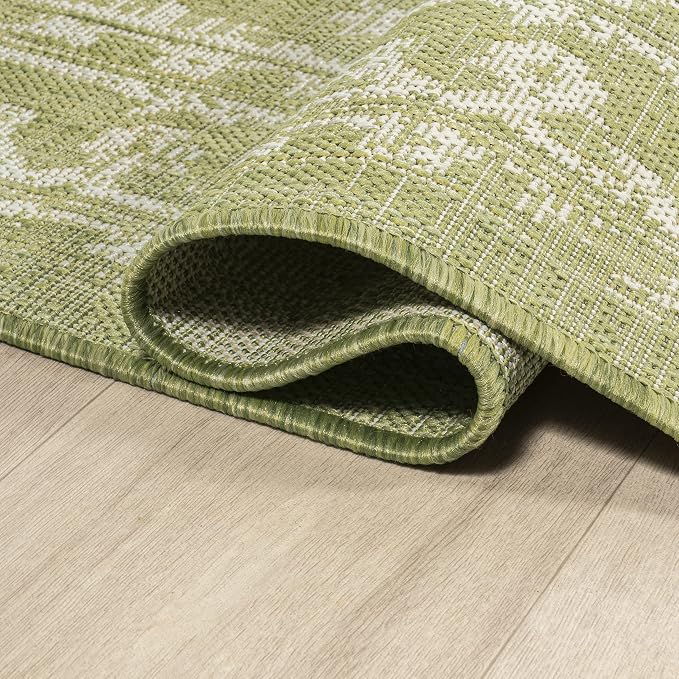 JONATHAN Y Boho Medallion Indoor Outdoor Area Rug 5X8 Green/Cream, Malta - Image 6