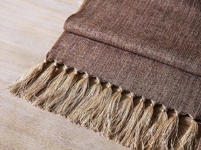 Brown Table Runners 72 Inches Long, Burlap Linen Style Rustic Farmhouse Table - Image 6
