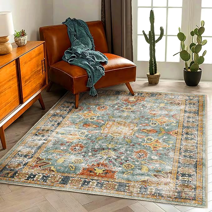 CHAMPLANT Area Rug 3'x5' Washable Vintage Traditional Floor Rugs Cover Foldable by CHAMPLANT