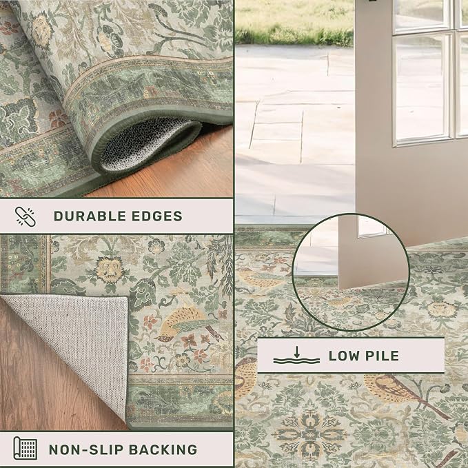 Hazo Haus Washable Sage Green 5ft Area Round Rug - Image 4