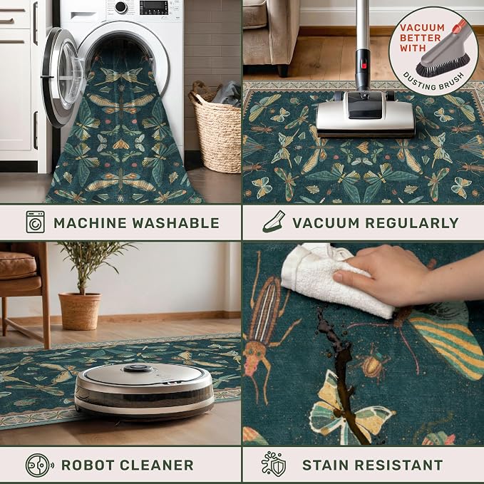 Hazo Haus Brown and Green Kitchen Sink Runner Rug 2x5 - Image 5
