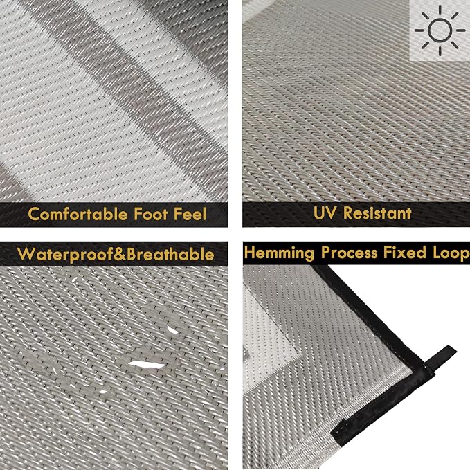 RURALITY Outdoor Rugs 5x8 for Patios Clearance, Waterproof Plastic Straw Mats - Image 4
