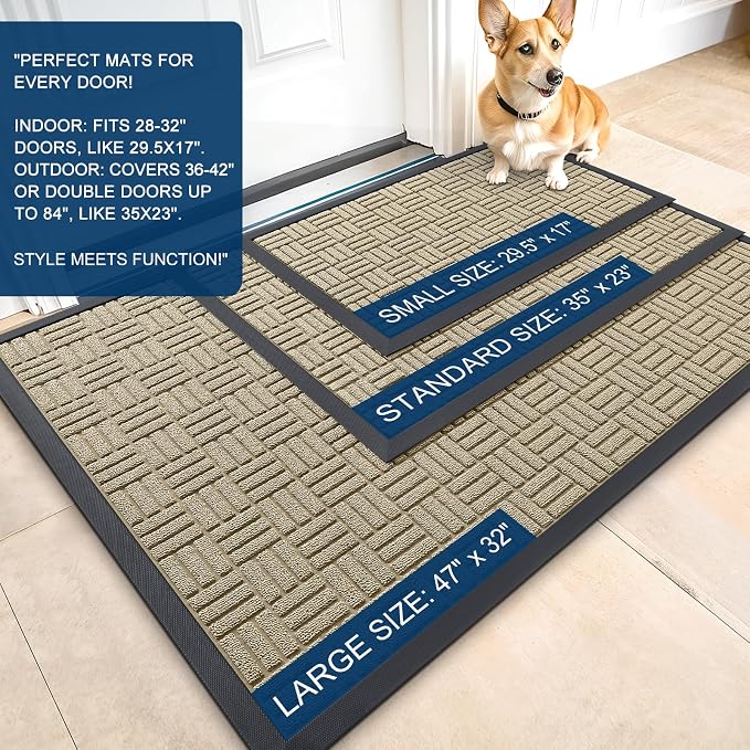 OLANLY Front Door Mat Outside Entrance 59x23, Heavy Duty Sturdy Natural Rubber - Image 2