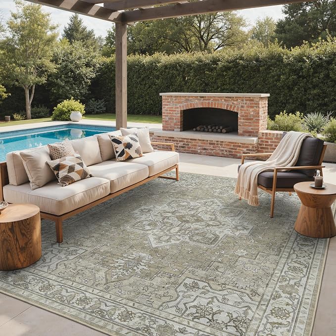 GENIMO Outdoor & Indoor Area Rug 9'x12', Waterproof, Non-Shedding, Easy Cleaning by GENIMO