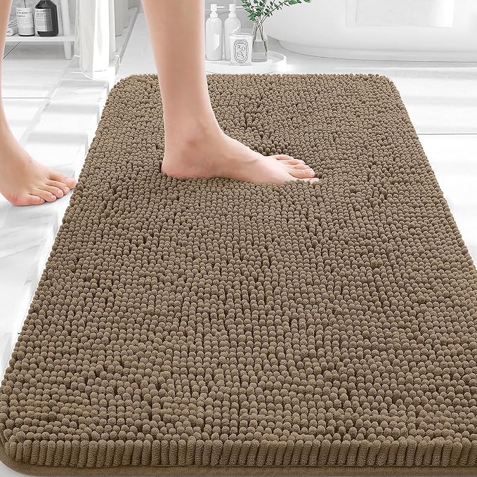 OLANLY Bathroom Rugs 30x18, Extra Soft Absorbent Chenille Bath Rugs, Rubber by OLANLY