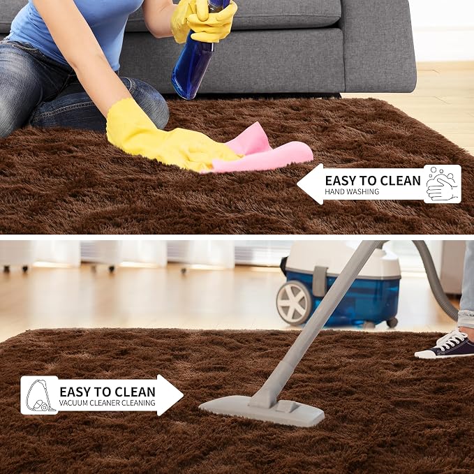 Tepook 8x10 Brown Area Rugs for Living Room Bedroom, Soft Fluffy Plush Shaggy - Image 7
