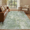 Soalmost 5x8 Area Rugs Green/Ivory Low Pile Indoor Washable Trendy Faded Style by Soalmost