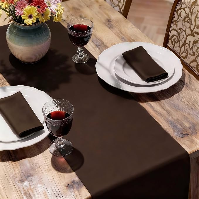 MEANMOY Brown Table Runner 90 Inches Long Waterproof Washable Table Runners | - Image 6