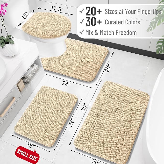 OLANLY Bathroom Rugs 35x24, Extra Soft Absorbent Chenille Bath Rugs, Rubber - Image 2