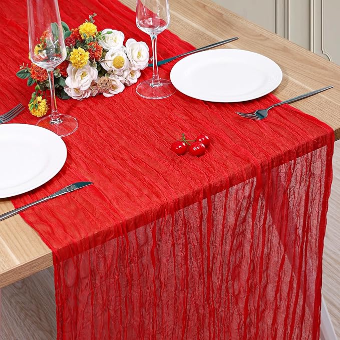 1 Pack Cheesecloth Table Runner 10Ft Christmas Gauze Boho Table Runners by Home