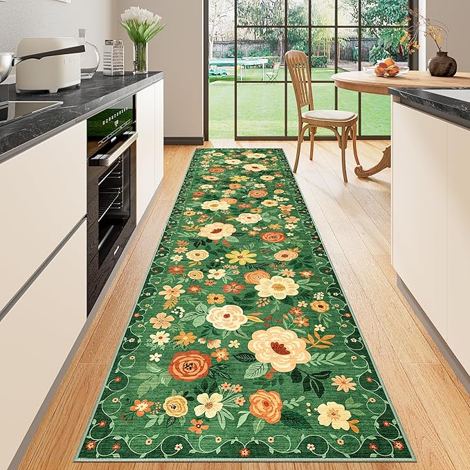 DUKINO Runner Rug for Hallway, 2.6x10 Washable Floral Long Kitchen Rug - Image 5