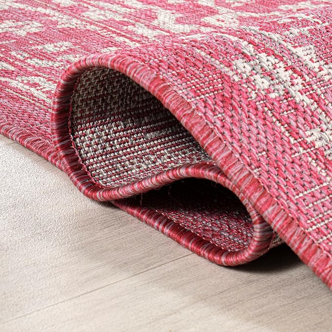 JONATHAN Y Boho Medallion Indoor Outdoor Area Rug 4X6 Fuchsia/Light Gray - Image 5