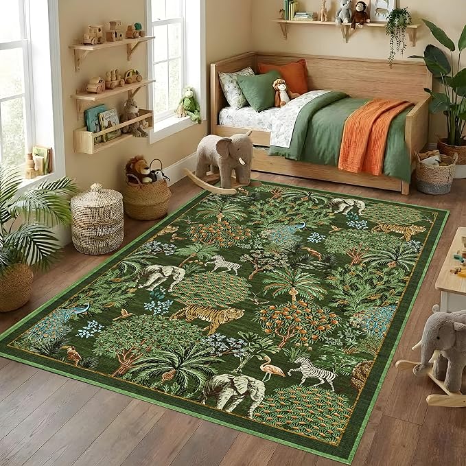 GarveeHome Jungle Animal Print Rug 5x7 Washable Area Rugs - Image 2