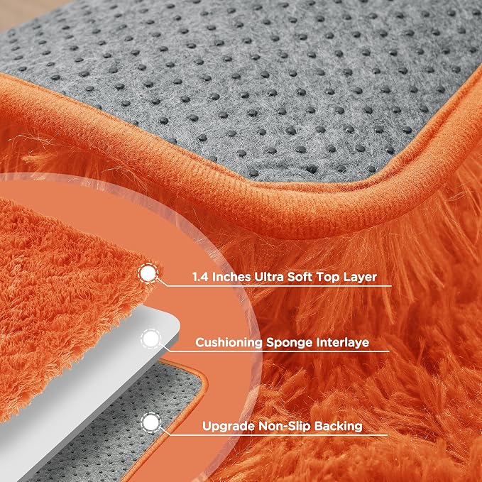 Orange Shag Area Rug for Bedroom, 4x6 Fluffy Shaggy Rugs for Living Room Nursery - Image 7