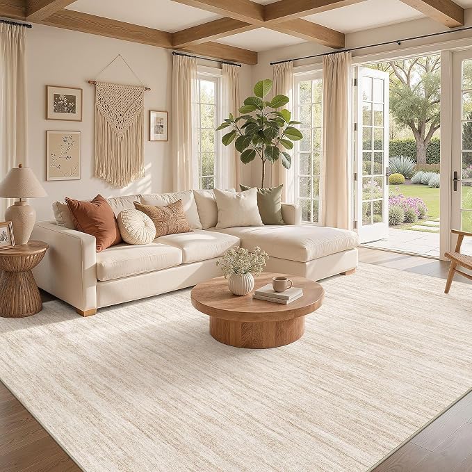 Nakagishi 7X9 Area Rugs Living Room: Washable Large Vintage Rug Neutral - Image 2