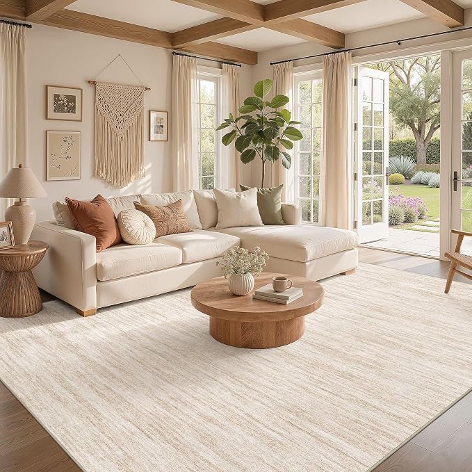 Nakagishi 6X8 Area Rugs Living Room: Washable Large Vintage Rug Neutral - Image 2