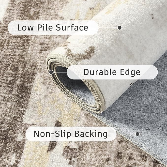 DCX Abstract Area Rug 9x12, Washable Brown Modern Rug - Image 7